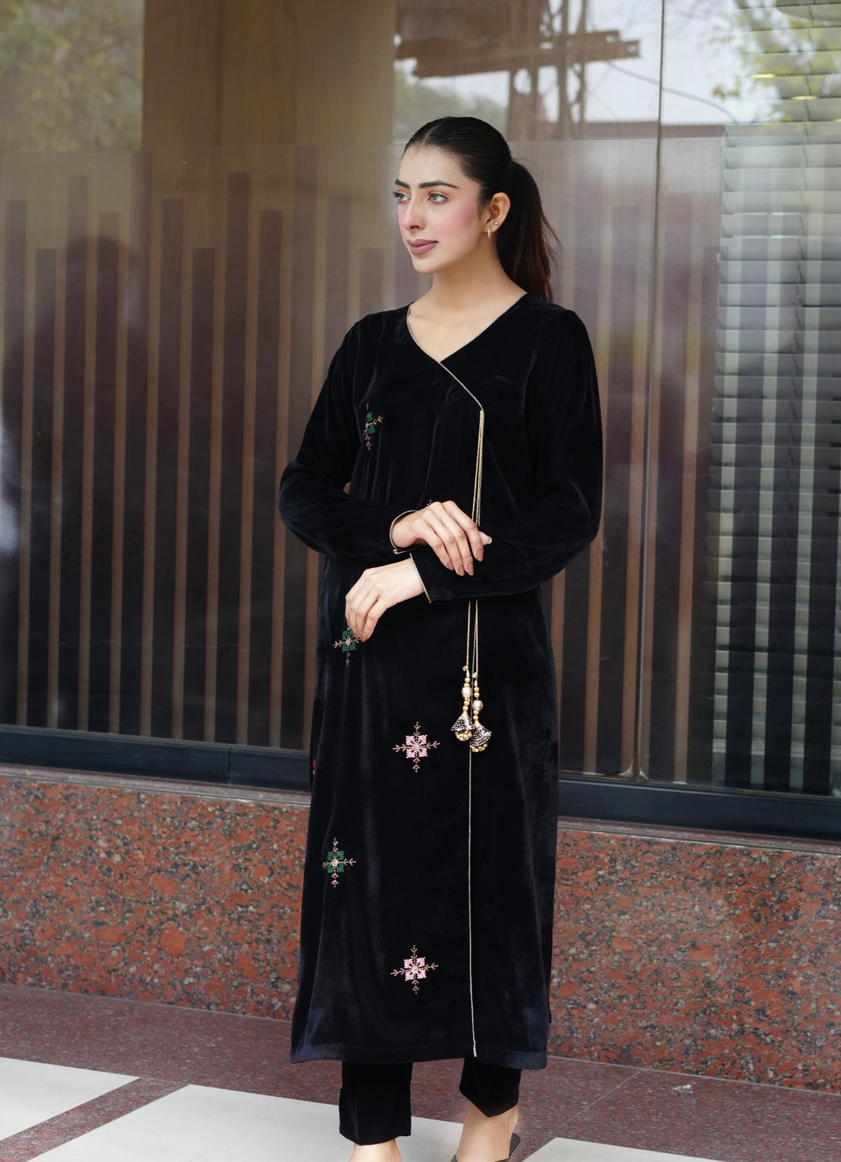 Black Angrakha embroidered