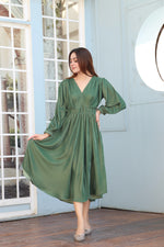 Emerald green midi dress
