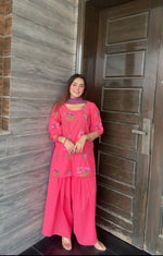 Lawn pink embroidered