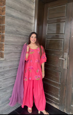 Lawn pink embroidered