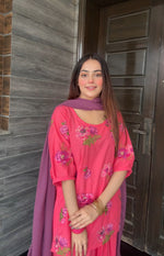 Lawn pink embroidered