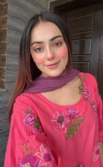 Lawn pink embroidered