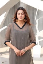 Polka dotted black dress