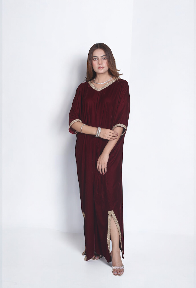 Red velvet kaftan